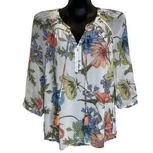 Daniel Rainn Floral 3/4 Sleeve Blouse - Size Small